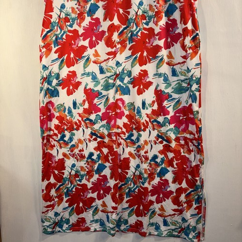Naggoo Multi Color Ultra Soft Short Sleeve Crew Neck Side Slit Maxi Dress Sz XL - Picture 4 of 11