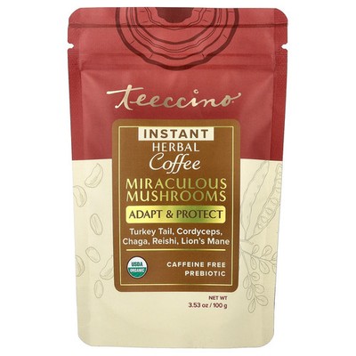 Instant Herbal Coffee, Miraculous Mushrooms, Caffeine Free, 3.53 oz (100 g)