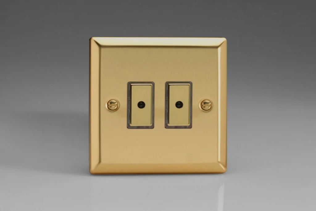 Dimmer Brass V-Pro Multi-Point Classic Victorian 100w Max 2-Gang 1-Way Varilight