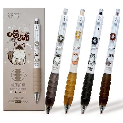 QUANFULTEC Cute Cat Pens 4-Pack | Adorable Kitty Gel with Paw Prints |...