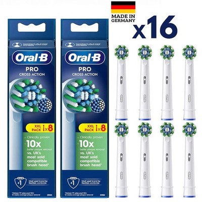 8/16 Stück Oral-B Pro CrossAction Aufsteckbürsten ORIGINAL Zahnbürstenaufsatz DE