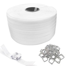 3/4" x 330' Woven Cord Strapping Roll with 50 Pack Metal Wire Buckles, Heavy ...