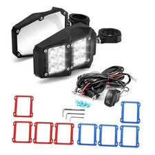 UTV Side Rear View Mirrors with LED Light Fit 1.75"-2" Roll Cage Compatible