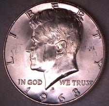 1968 D UNCIRCULATED SILVER KENNEDY HALF DOLLAR 40% SILVER OUT OF MINT SET
