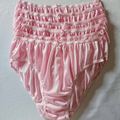 6Bikini Plus Underwear Nylon Panties  Briefs Light Soft Knickers Silky/3XL/Pink2