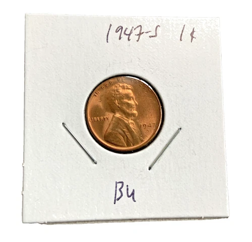 1947-S Red Gem BU  Lincoln Wheat Cent 1 Cent 1c Coin FAST FREE SHIPPING