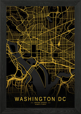 Golden Washington DC Stadtplan Gerahmtes Wandbild Poster Leinwanddruck Bild