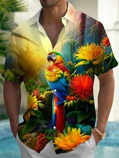 Colorful Parrot AOP Short Sleeve Hawaiian Shirt Unisex S-5XL