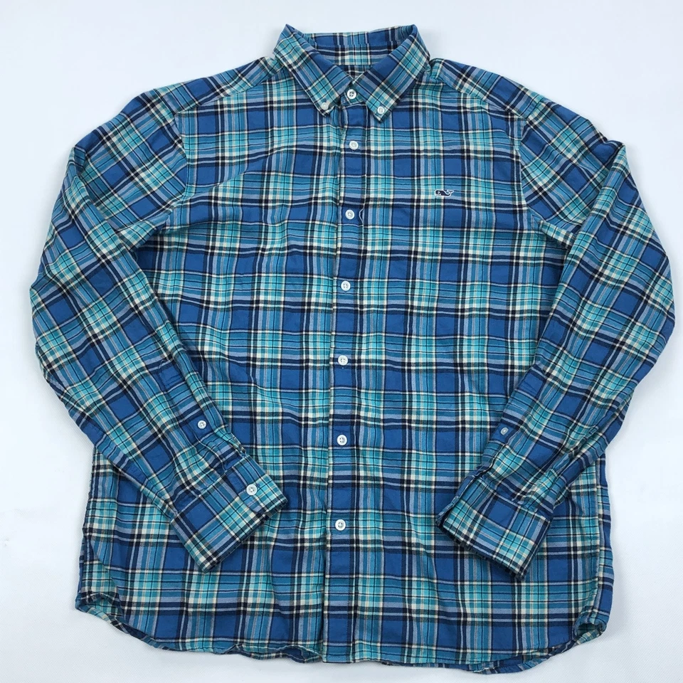 Vineyard Vines Flannel Shirt Mens Large Blue Plaid Classic Whale - Image 2 of 4