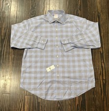 Brooks Brothers 1818 Shirt Men  s 16.5 / 33 Traditional Plaid Blue Cotton NEW