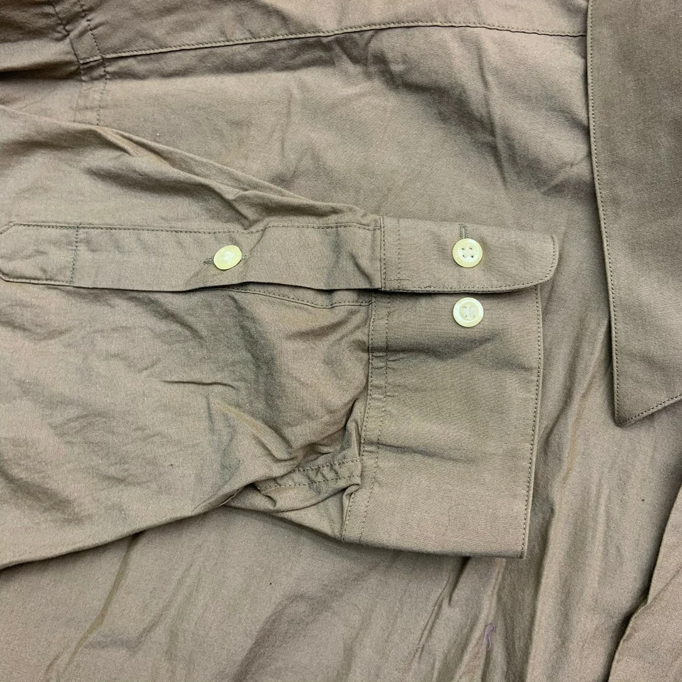 Camisa social masculina DKNY 20 marrom 35 manga anos 80 2 dobras gola pontiaguda grande empresarial - Imagem 2 de 4