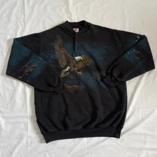 Vintage 90s Art Unlimited Eagle All Over Print Sweatshirt Size Large Nature