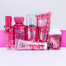Bath Body Works 6pc PERFECT IN PINK Mist Cream Body Wash Pocketbac Lip Oil NEW