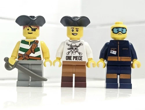 Lot of 3 Vintage LEGO Minifigures Pirates & Construction Worker – Classic Figure