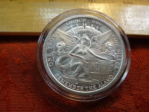 Remember the Alamo Texas One 1 Oz .999 Silver Bullion Round - No Reserve