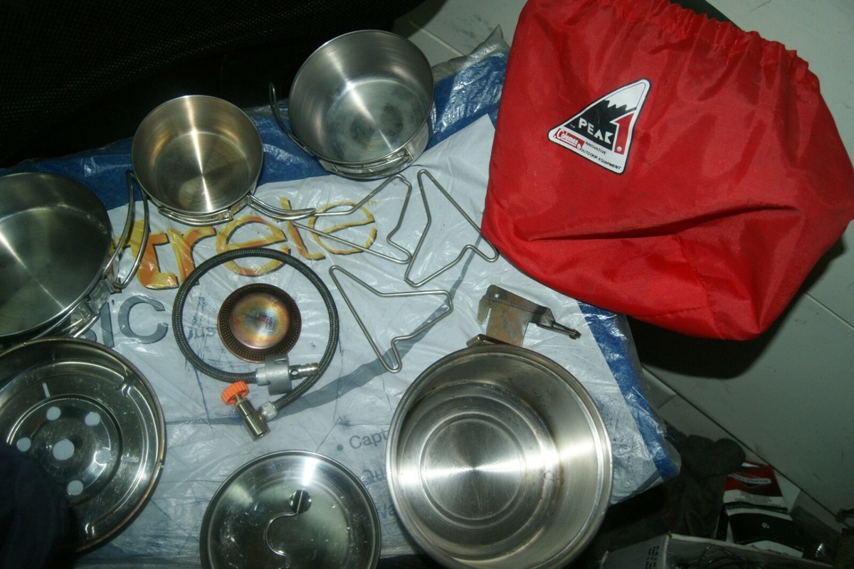Kit De Cuisine De Camping Coleman Peak 1 - 5 Pièces En Acier Inoxydable - Occasion, état à Voir