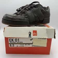 Vintage es Skateboarding Shoes EK-01 Eric Koston Size 8.5 Brown Leather Y2K
