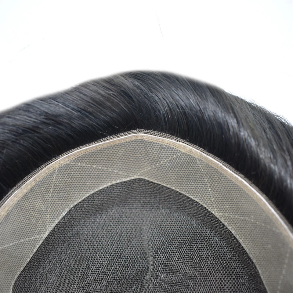 Pelucas de repuesto para hombre de encaje francés toupee piel de polietileno PU alrededor de la unidad de cabello Foto 4 de 4