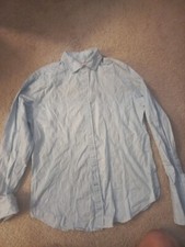 Guess Light Blue W/ White Embroidered Geometric Pattern Long Cuffed Sleeves LG