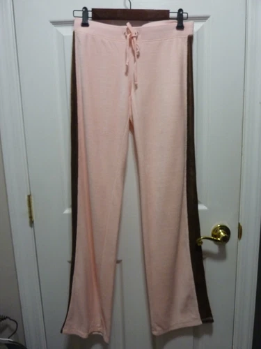 Juicy Couture VINTAGE Velour SIDE STRIPE Pant Socialite PINK/BROWN   P   NWT