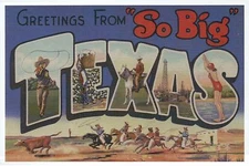 Greetings from " So Big " Texas, Cowboys, Horses -- Modern Large Letter Postcard
