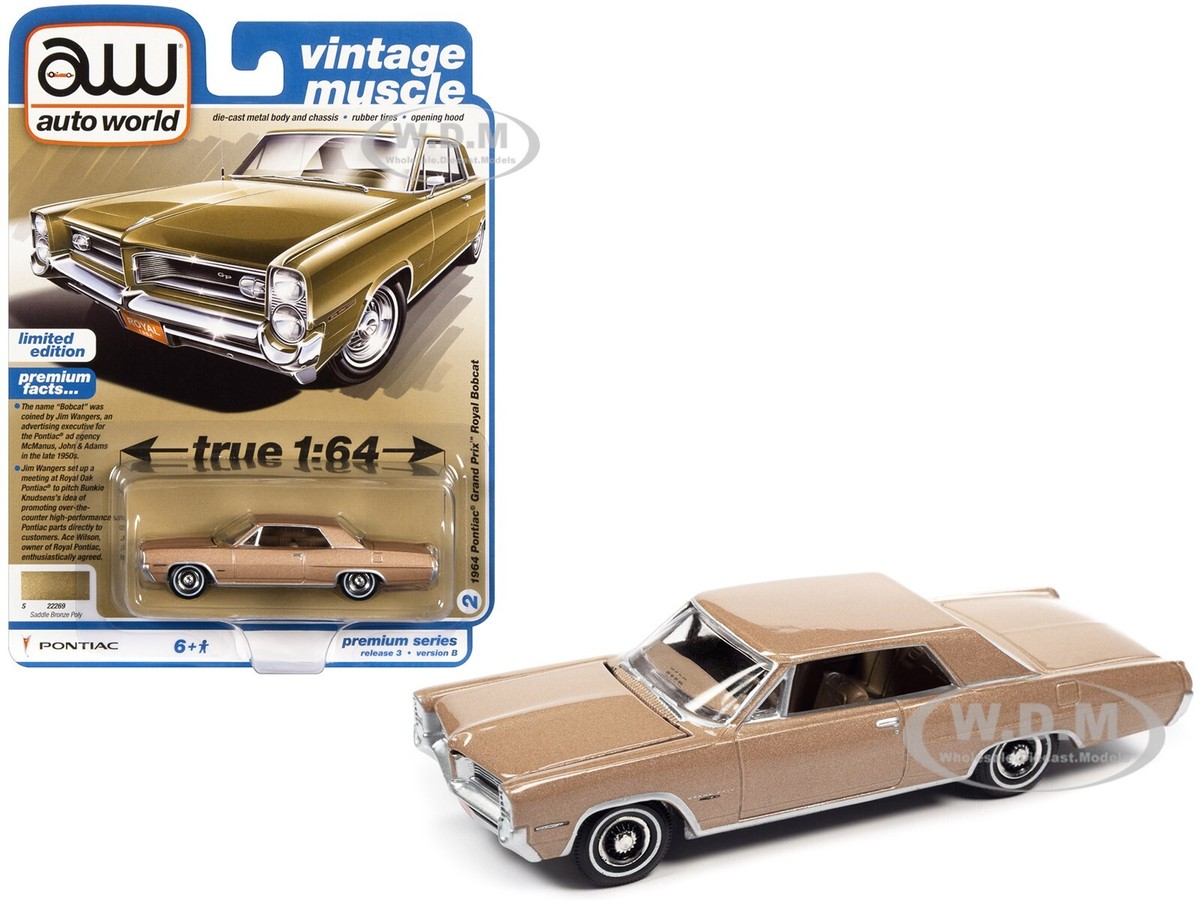 1964 PONTIAC GRAND PRIX ROYAL BOBCAT BRONZE 1/64 CAR AUTO WORLD