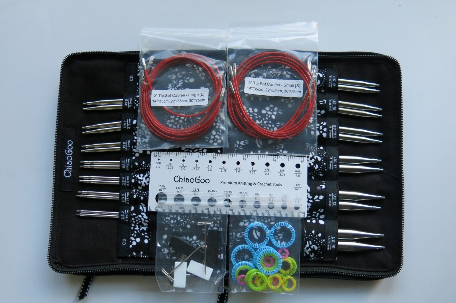 Chiaogoo TWIST 5" Red Lace Interchangeable needles FULL SET (US2-15/2.75-10.0mm)