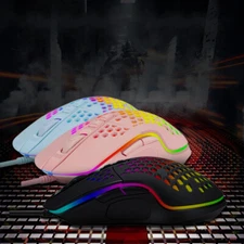 6400 DPI Optical Wired Honeycomb Hollow Mouse RGB Backlight Gaming Gamer Mice