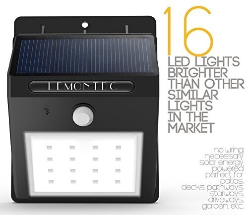 Lemontec Waterproof Wireless Solar Spotlight with Motion Sensor, Pack of 4