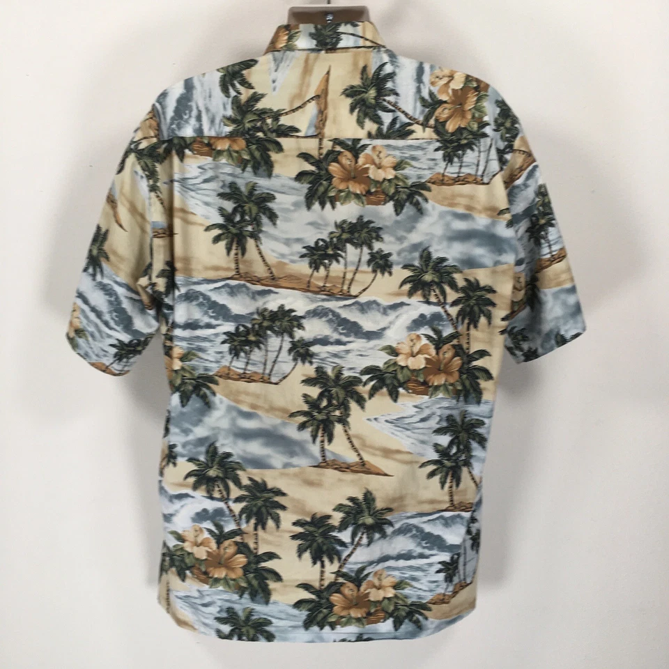 Campia Moda Vintage 90’s Golden Tropical Ocean Sunset Hawaiian Shirt. Men’s L - Image 2 of 4