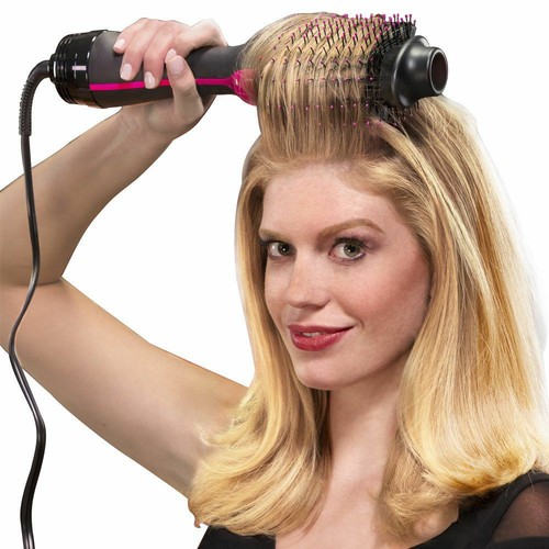 Secador De Pelo Profesional Cepillo 2 En 1 Plancha De Cabello Y Rizador  Cerámica | eBay