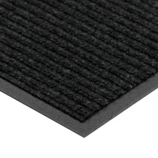 RIBBED RUBBER DOOR MAT Charcoal 3 x 5 ft. Recycled Materials Indoor/Outdoor