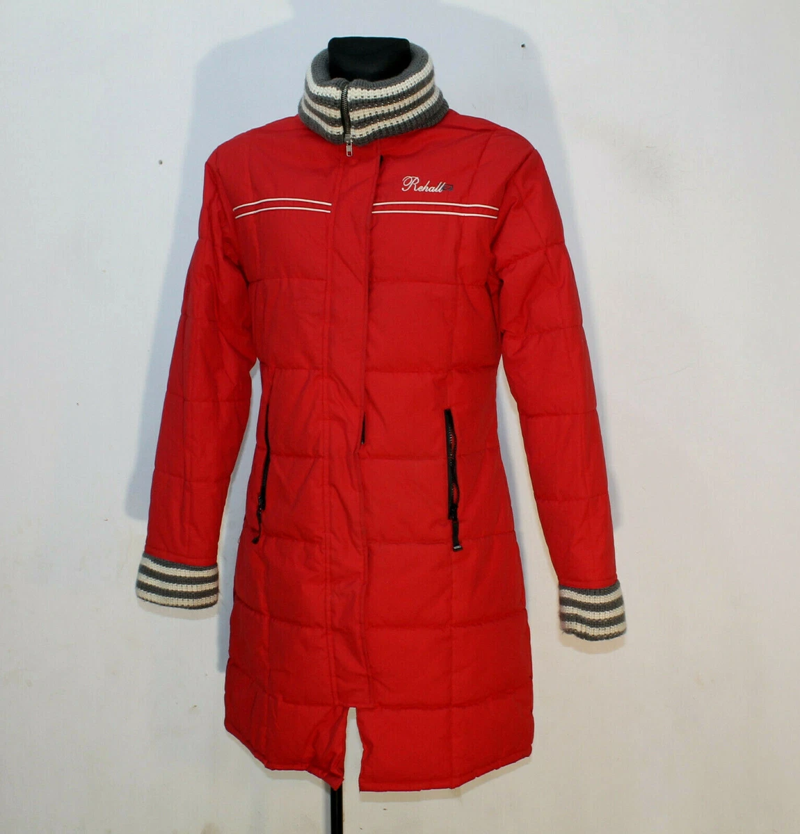 VTG Rehall Red Quilted Parka Ski Jacket Womens Outdoor Winter Long coat Size XL
