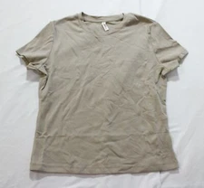 Wishlist Women's Short Sleeve Crew Neck Ribbed Basic Tee EJ2 Stone Medium NWT 