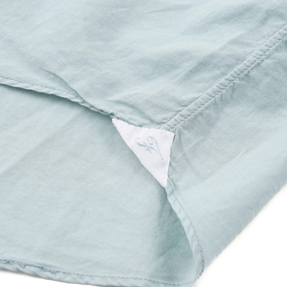 Camisa Finamore Napoli S/S 25 Verde Algodón Ligero con Cuello Banda 16 Nueva con Etiquetas Foto 2 de 4