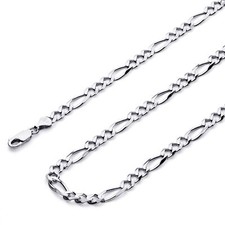 Wellingsale 14k White Gold Solid 4.5mm Figaro 3+1 Chain Necklace
