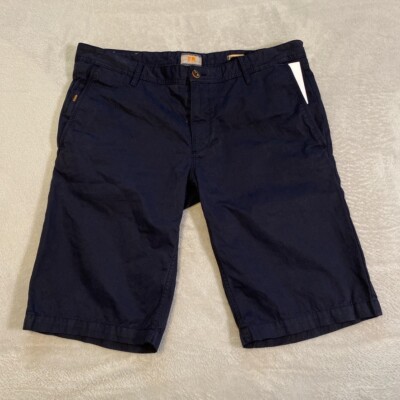 Hugo Boss Orange Shorts Men's 36 Navy Blue Regular Fit Schino Flat 12