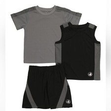 Body Glove 3 Piece Set New Boys Size 4 Active Shirt Tank Short Black and Gray