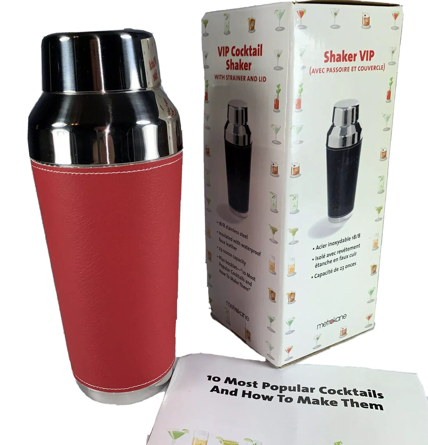 New Metrokane Max 53% OFF VIP Cocktail Shaker and Stainles Strainer with Lid Max 80% OFF