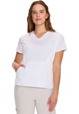 Crackle White Cherokee Infinity GNR8 Scrubs V Neck Top IN625 CKWT