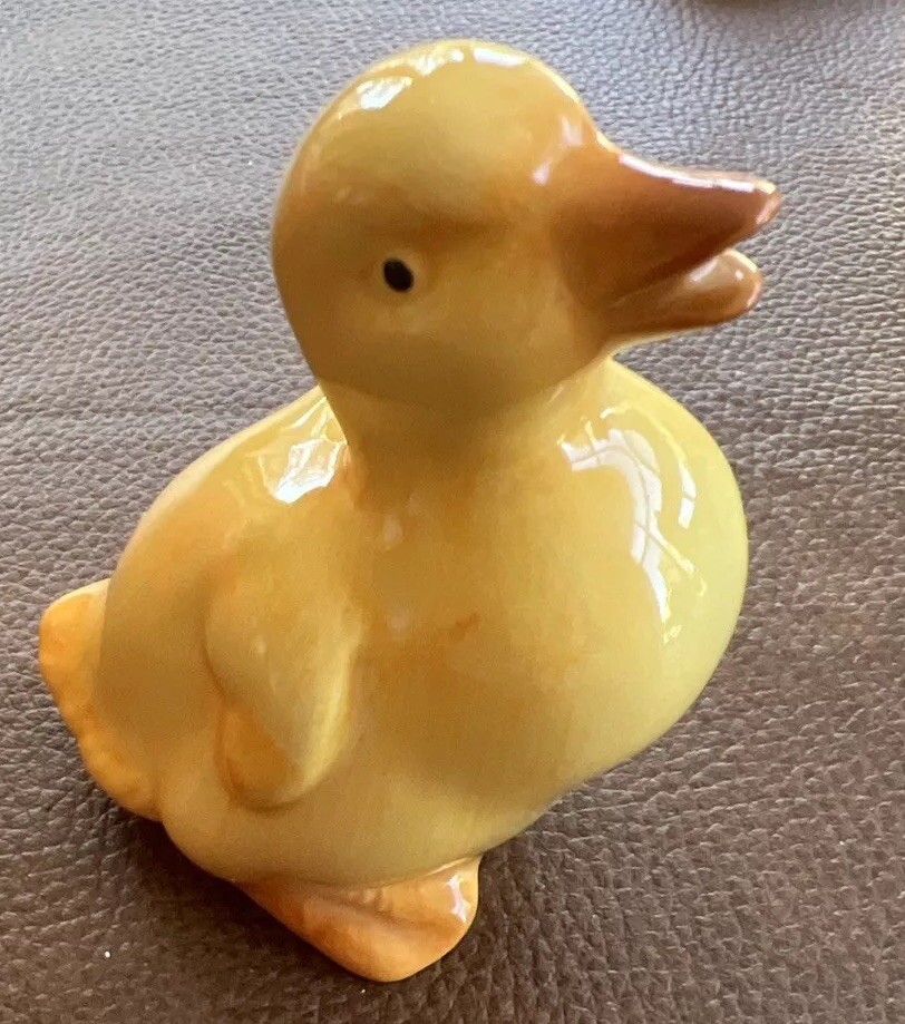 Vintage Ceramic Baby Yellow Duck Duckling, Spring Easter Figurines