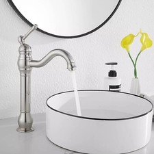 Brushed Nickel Swivel Bathroom Vessel Sink Faucet Single Lever Basin Mixer Tap