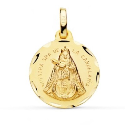 Colgante Oro 18k 750 mls. Medalla Ntra. Sra. De La Candelaria 16 MM. 1,80 Gramos