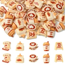 50Pcs Resin Coffee Cabochons Cup Drink Beads Flatback Charms DIY Jewelry Making