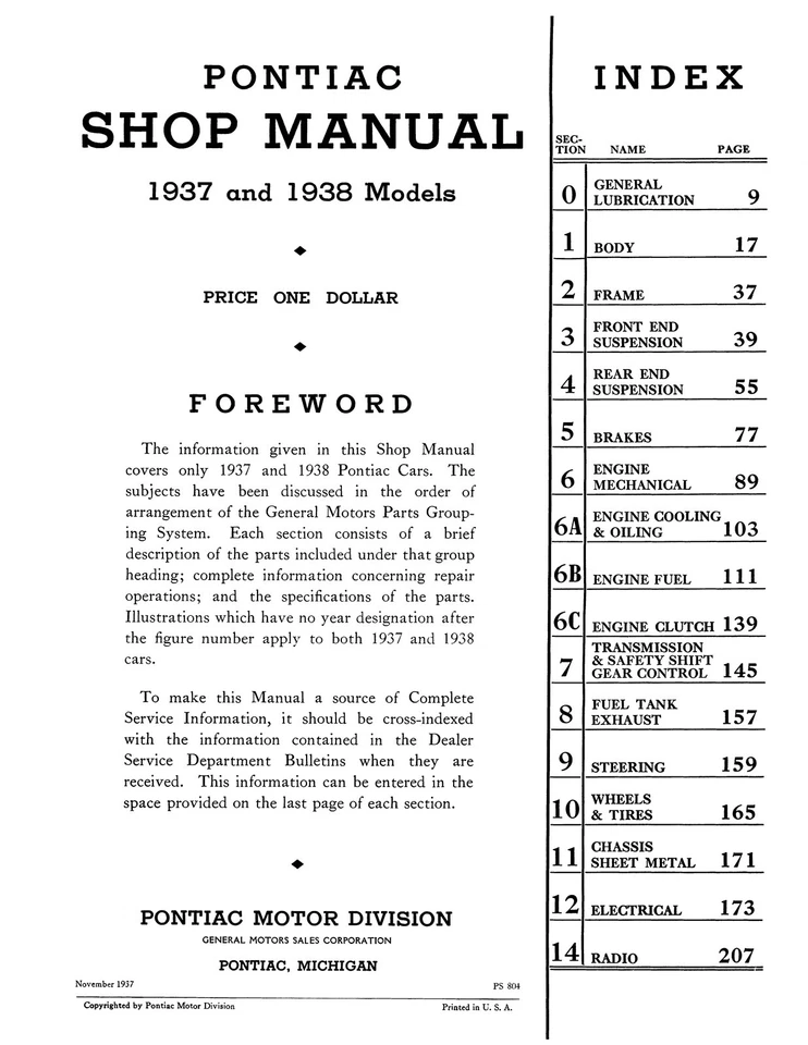Pontiac Shop Manual 1937 - 1938 - Incluye desplegable 11x17 Foto 2 de 3