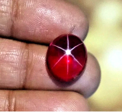 12 Ct Natural 6-Rays Red Star Ruby Oval Cabochon Loose Certified Gemstone A+