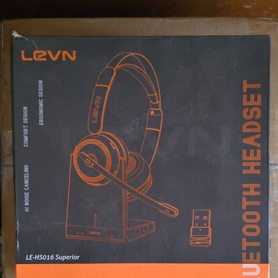LEVN LE-HS016 Superior Bluetooth USB Headset AI Noise Cancelling Boom Mic