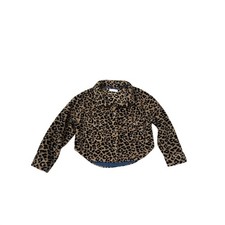 Zara Kids Leopard Print Fleece Shacket Button Front Jacket Brown Tan Size 11-12