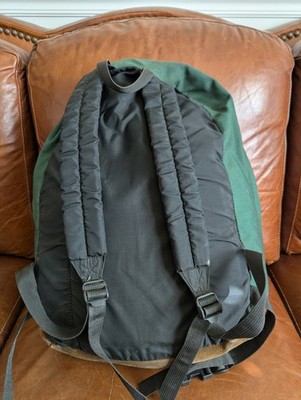 Vintage Jansport Backpack Made In USA Leather Bottom Dark Green
