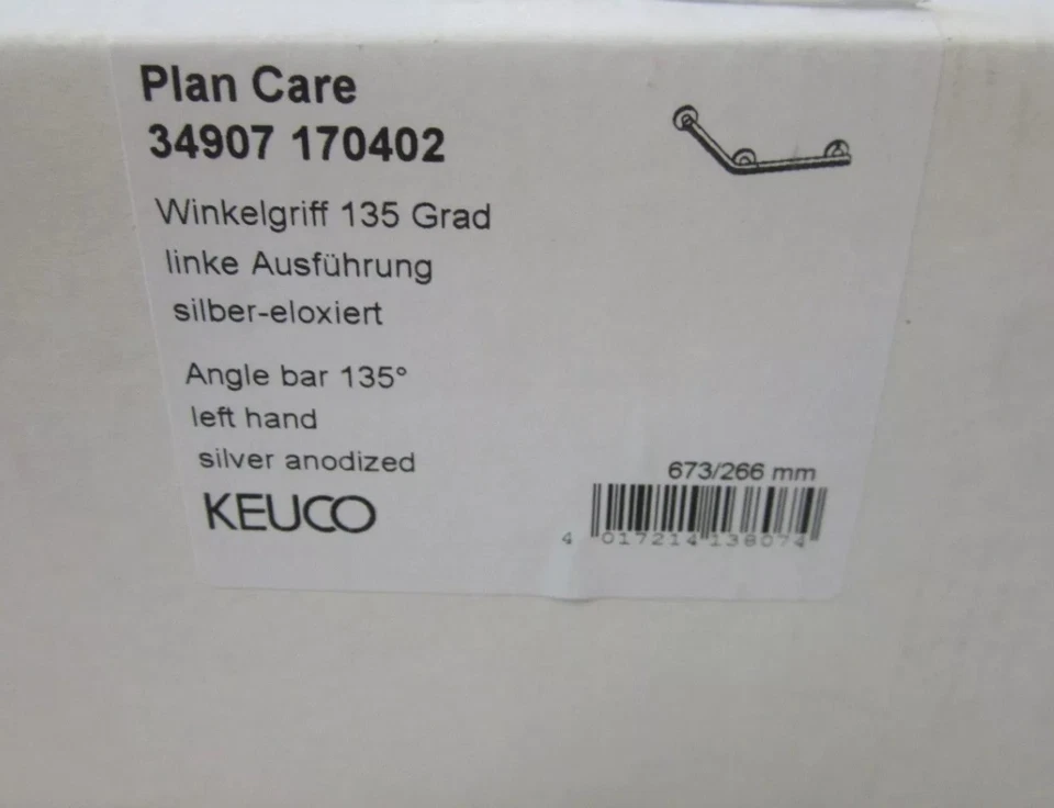 Keuco Winkelgriff  links 34907 170402     135° Silber-Eloxiert 280x420mm - Bild 4 von 4